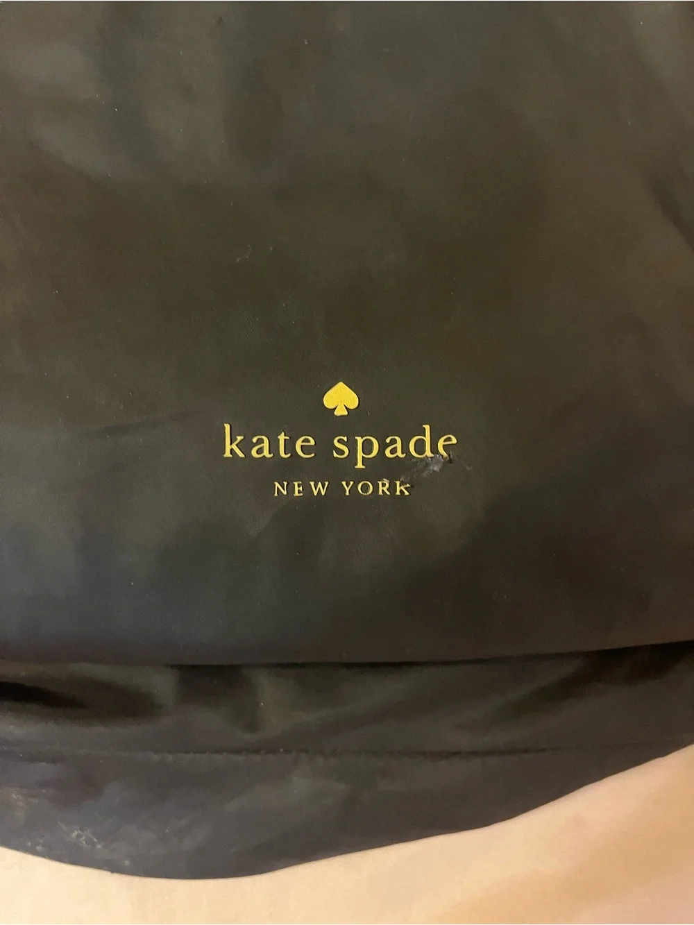 kate spade black nylon backpack with gold logo